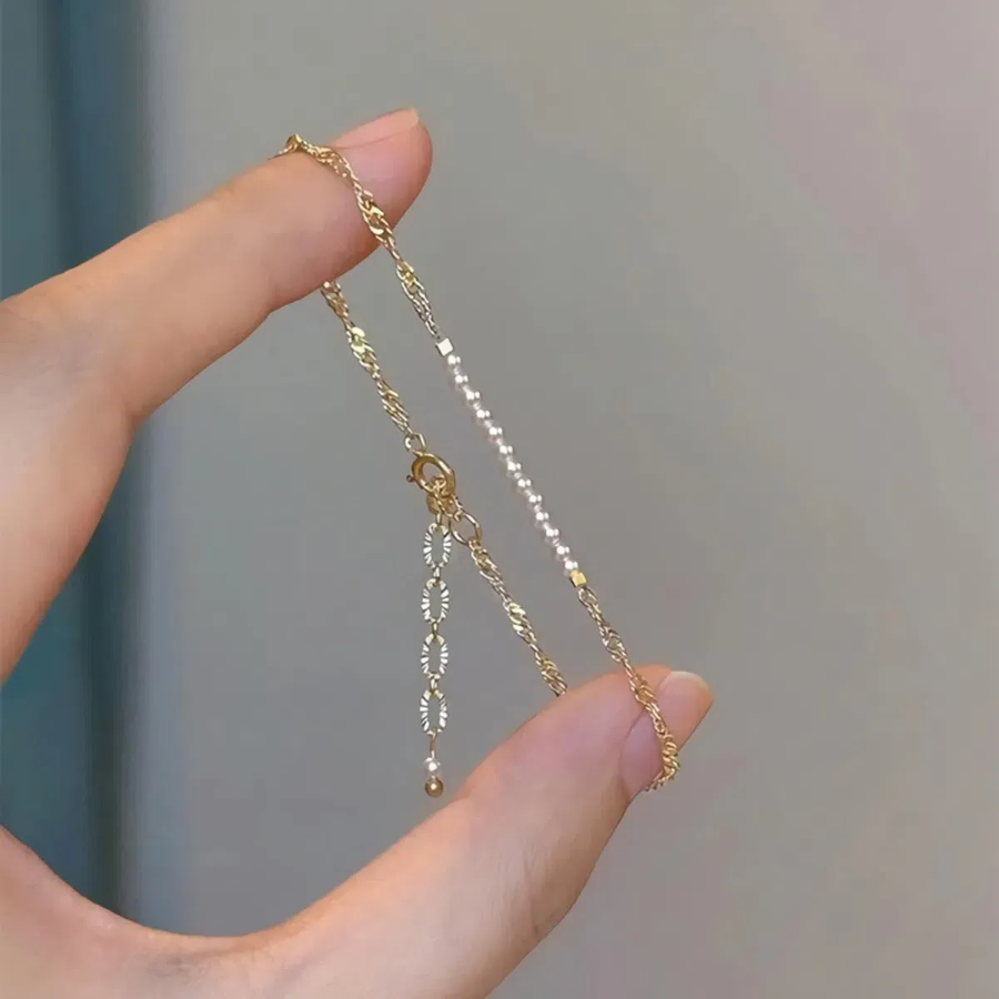 Женский французский винтажный браслет с мелкими жемчужинами и волнистым узором