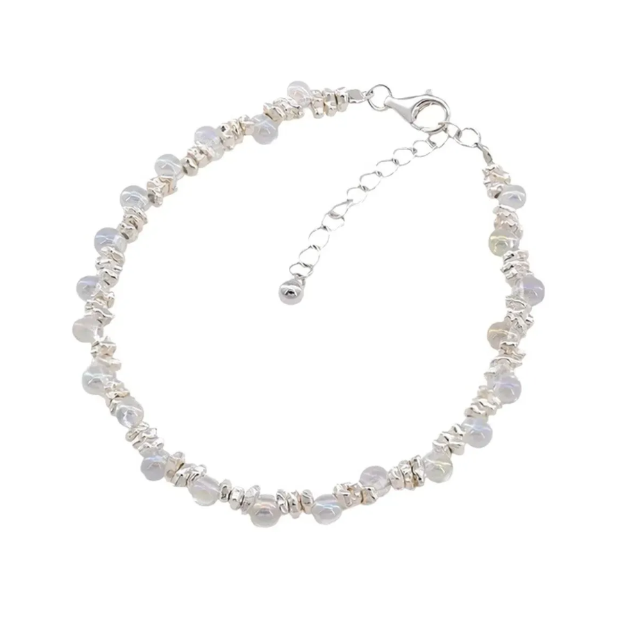 Серебряный браслет с миниатюрным цветком и бусиной в форме лампочки