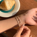 Серебряный браслет с двумя цепочками, звёздочкой и гипсофилой