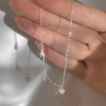 Серебряный браслет с сердечком и кубическим цирконием