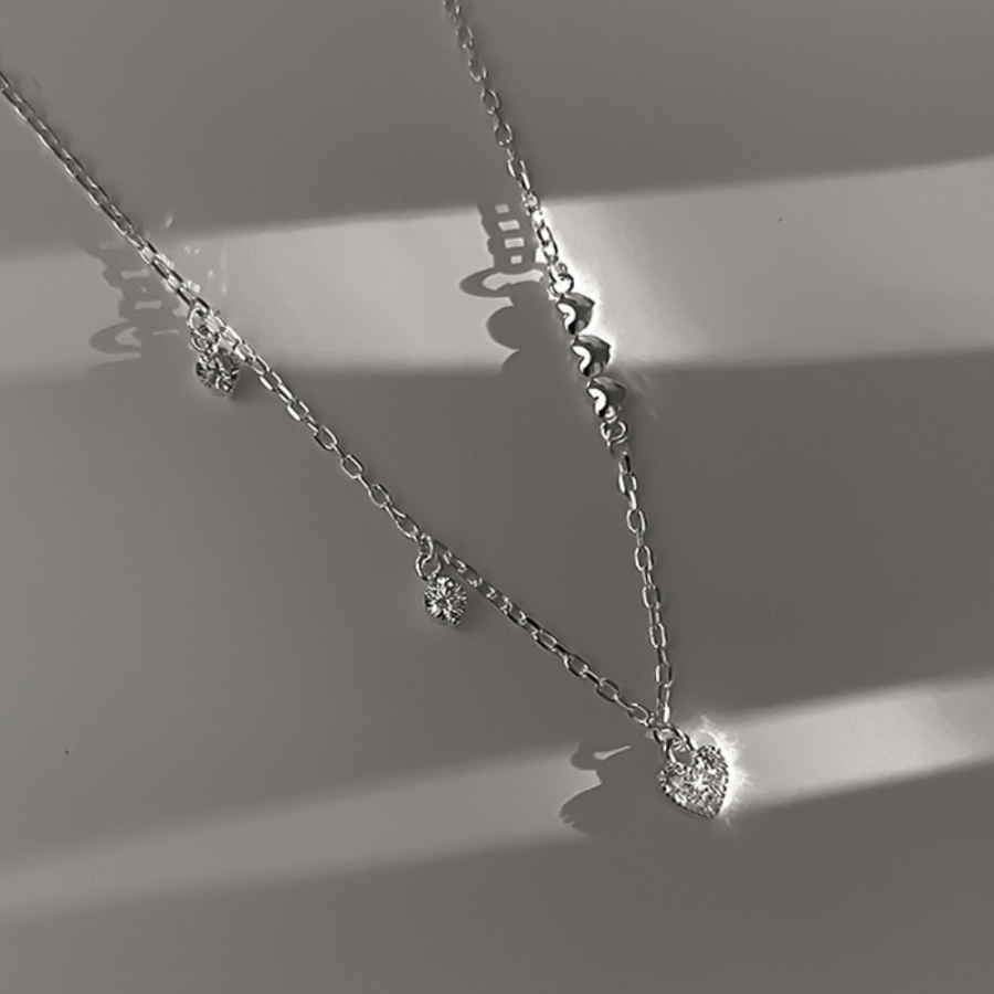 Серебряный браслет с сердечком и кубическим цирконием