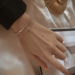 Браслет из розового золота с двойной цепочкой и жёстким ободком (бэнгл)