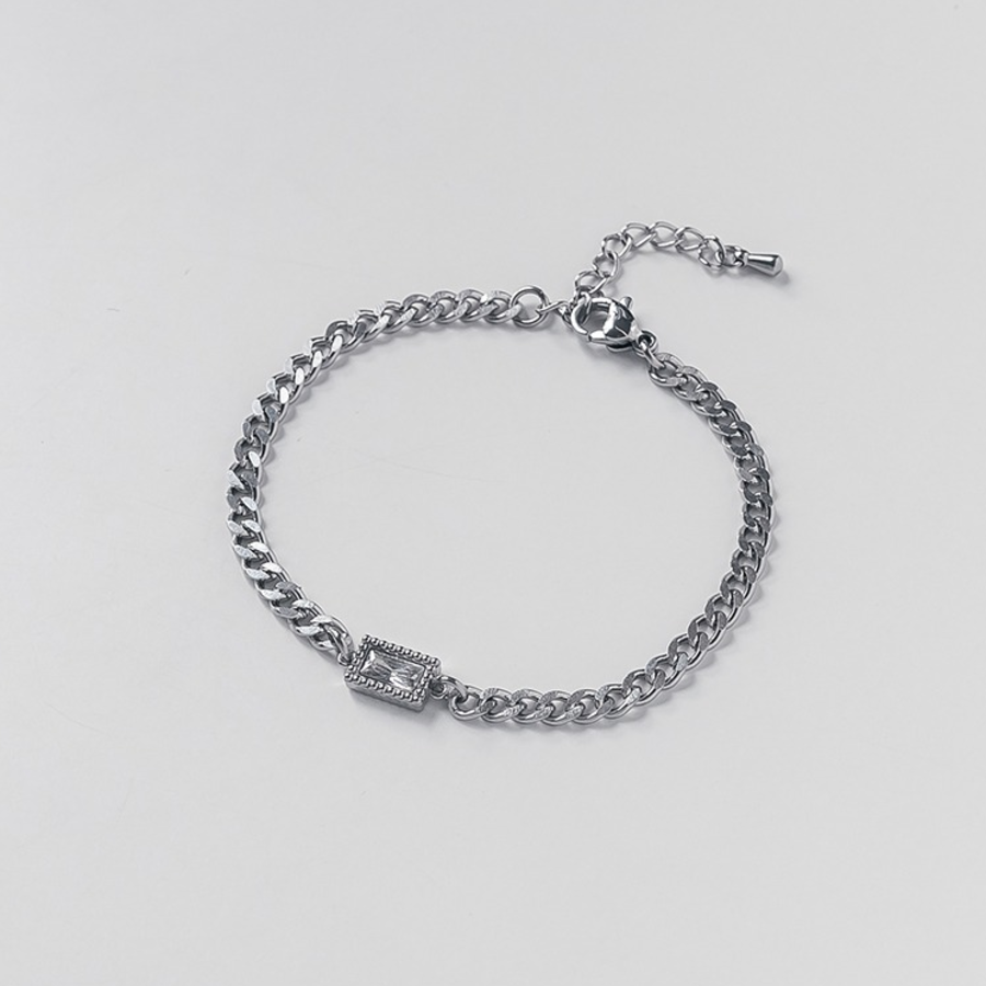 Квадратный кубический цепочный браслет с романтичной душой — парный аксессуар