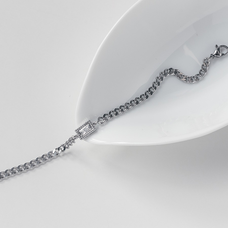 Квадратный кубический цепочный браслет с романтичной душой — парный аксессуар