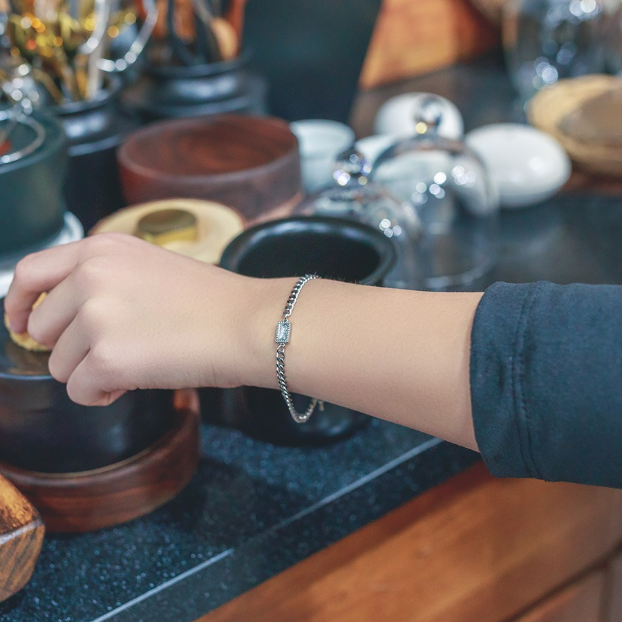 Квадратный кубический цепочный браслет с романтичной душой — парный аксессуар