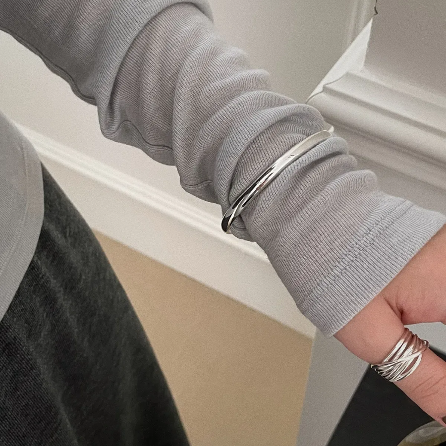 Серебряный браслет 925 пробы, простой, с застёжкой one-touch (одним касанием)