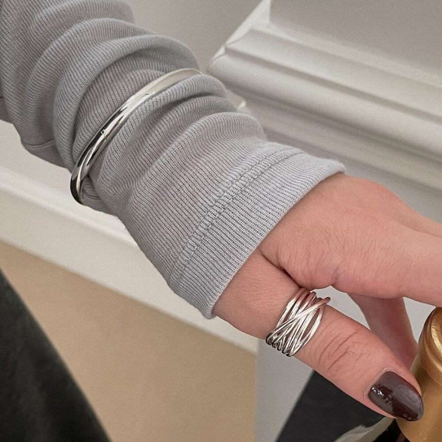 Серебряный браслет 925 пробы, простой, с застёжкой one-touch (одним касанием)