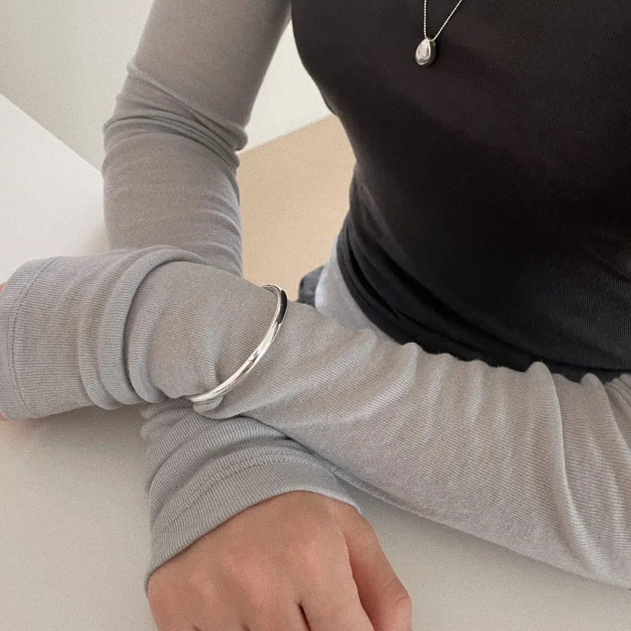 Серебряный браслет 925 пробы, простой, с застёжкой one-touch (одним касанием)