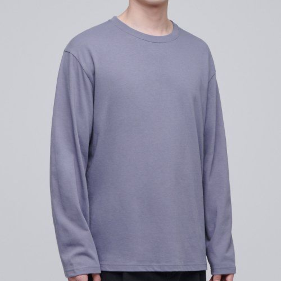 Cooltandard Crew Neck Long Sleeve T-shirt [Purple Gray]