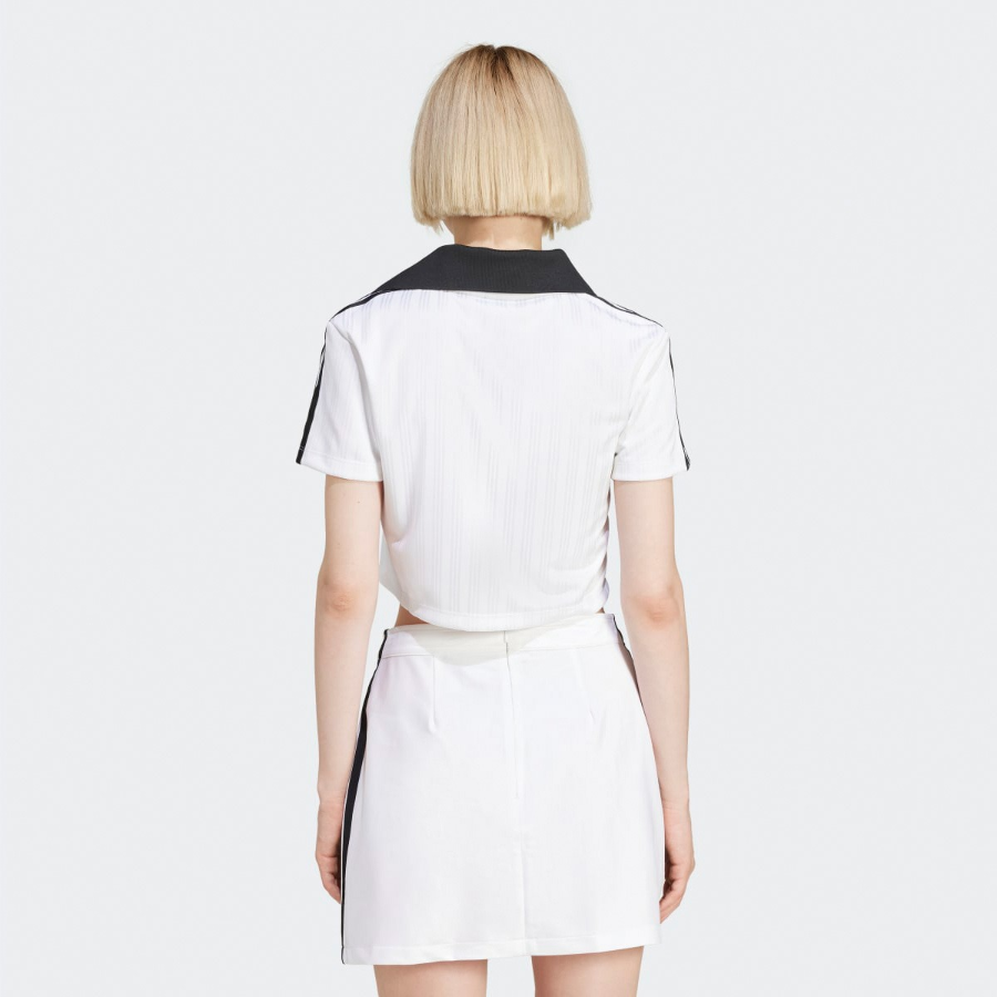 Adidas Adicolor Football Jacquard V-Neck Crop Polo Shirt