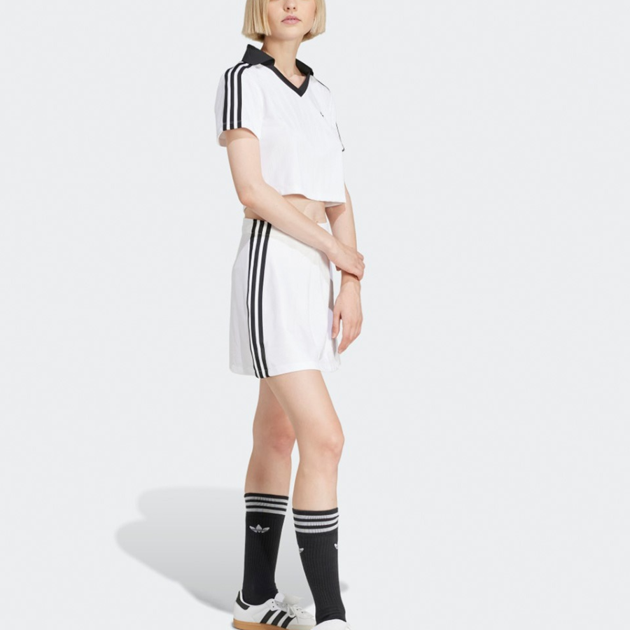Adidas Adicolor Football Jacquard V-Neck Crop Polo Shirt