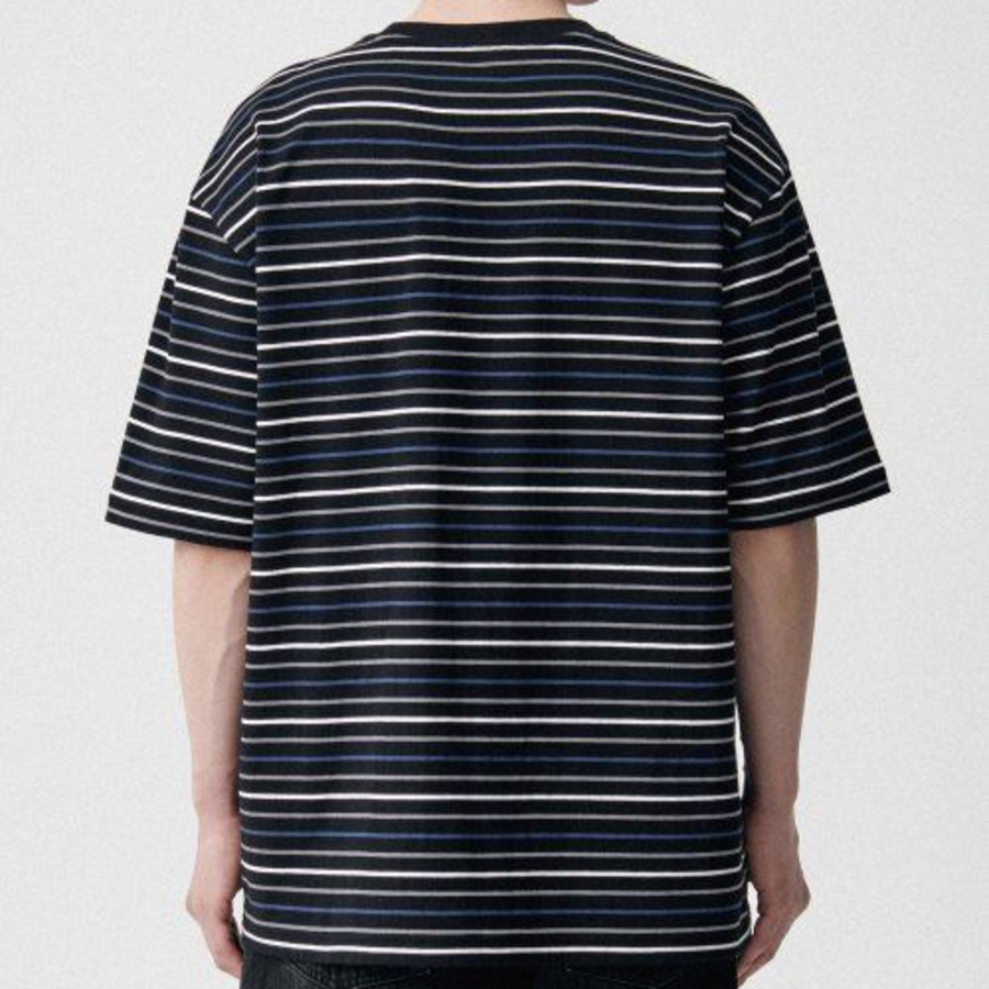 Musinsa Standard Multi Stripe Relaxed Short Sleeve T-shirt 1 [Black/Blue]