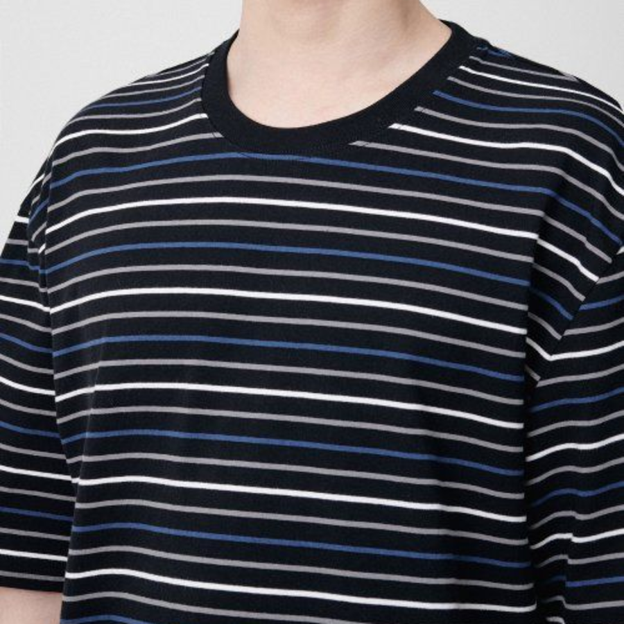 Musinsa Standard Multi Stripe Relaxed Short Sleeve T-shirt 1 [Black/Blue]