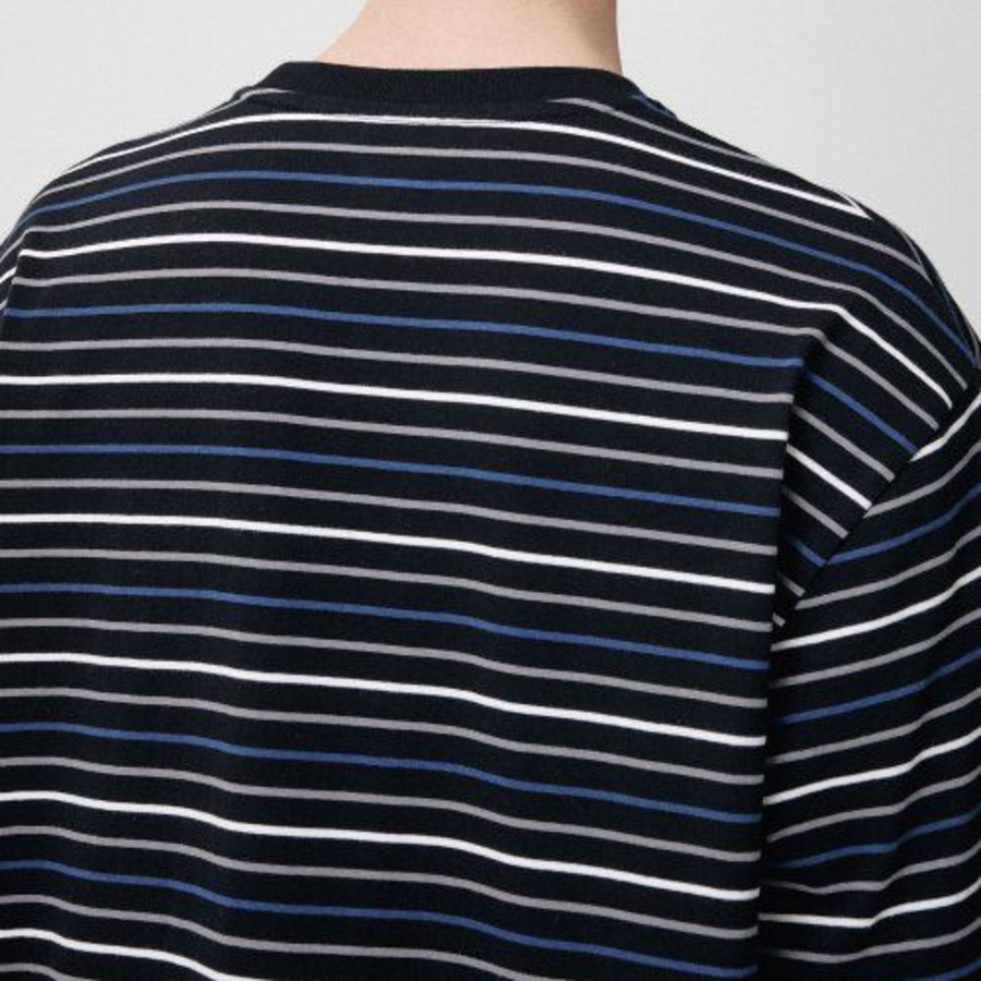 Musinsa Standard Multi Stripe Relaxed Short Sleeve T-shirt 1 [Black/Blue]