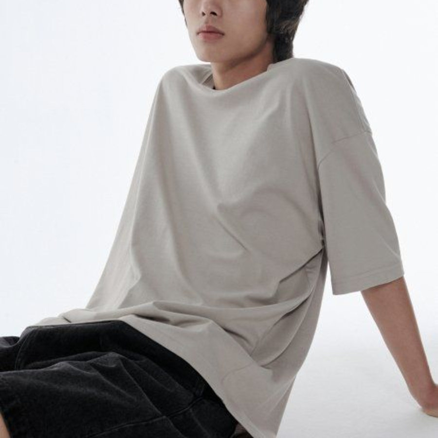 Cooltandard Oversized Crew Neck Short Sleeve T-shirt [Mushroom]