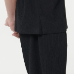 Crinkle Relaxed Half Zip Short Sleeve Shirt [Black]