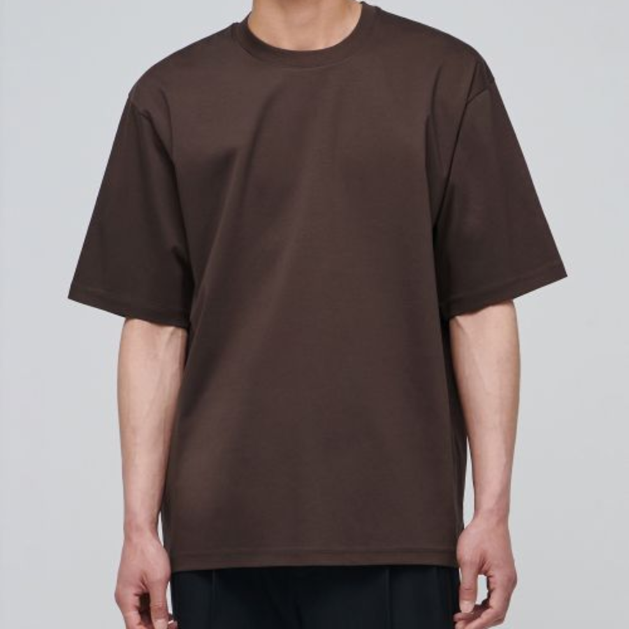 [Premium] Silket Relaxed Fit Crew Neck Short Sleeve T-shirt [Dark Brown]