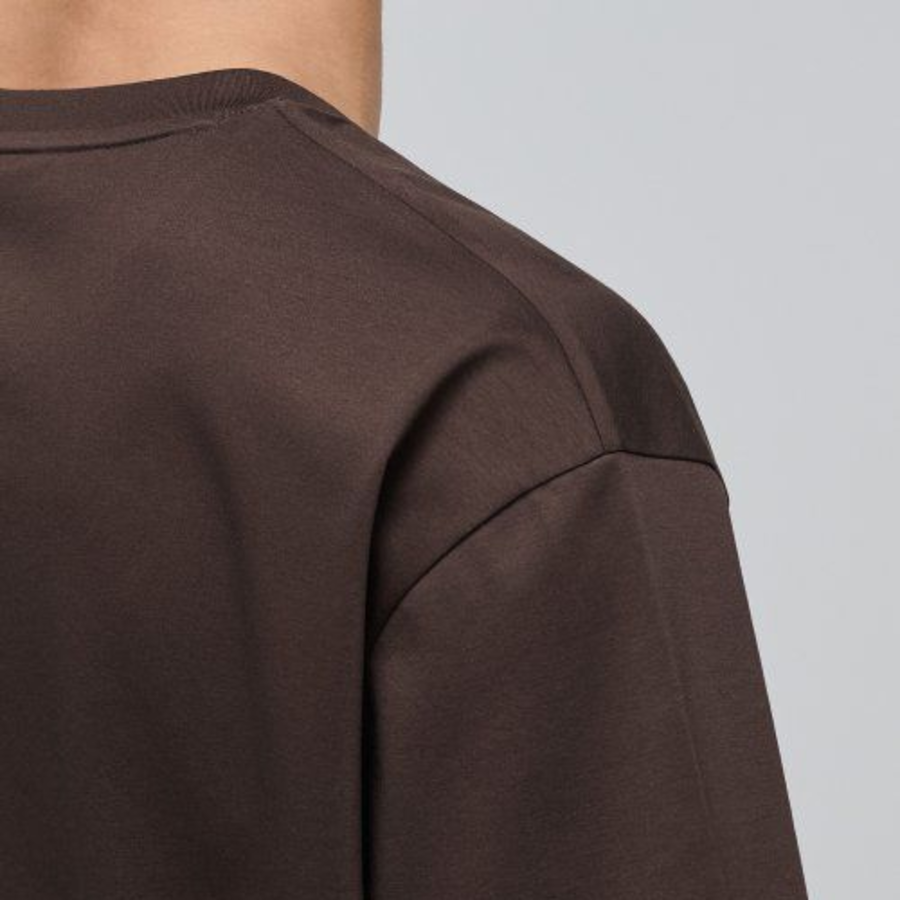 [Premium] Silket Relaxed Fit Crew Neck Short Sleeve T-shirt [Dark Brown]