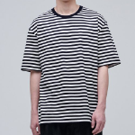 Stripe Relaxed Crew Neck Short Sleeve T-shirt [Black]