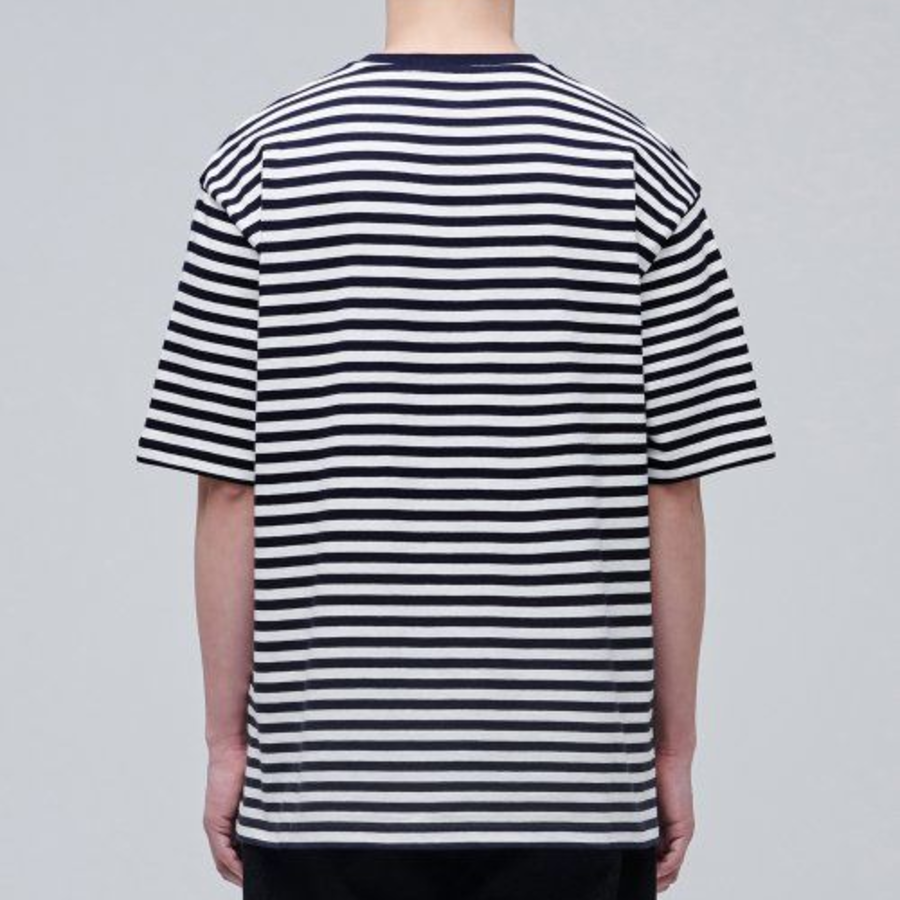 Stripe Relaxed Crew Neck Short Sleeve T-shirt [Black]