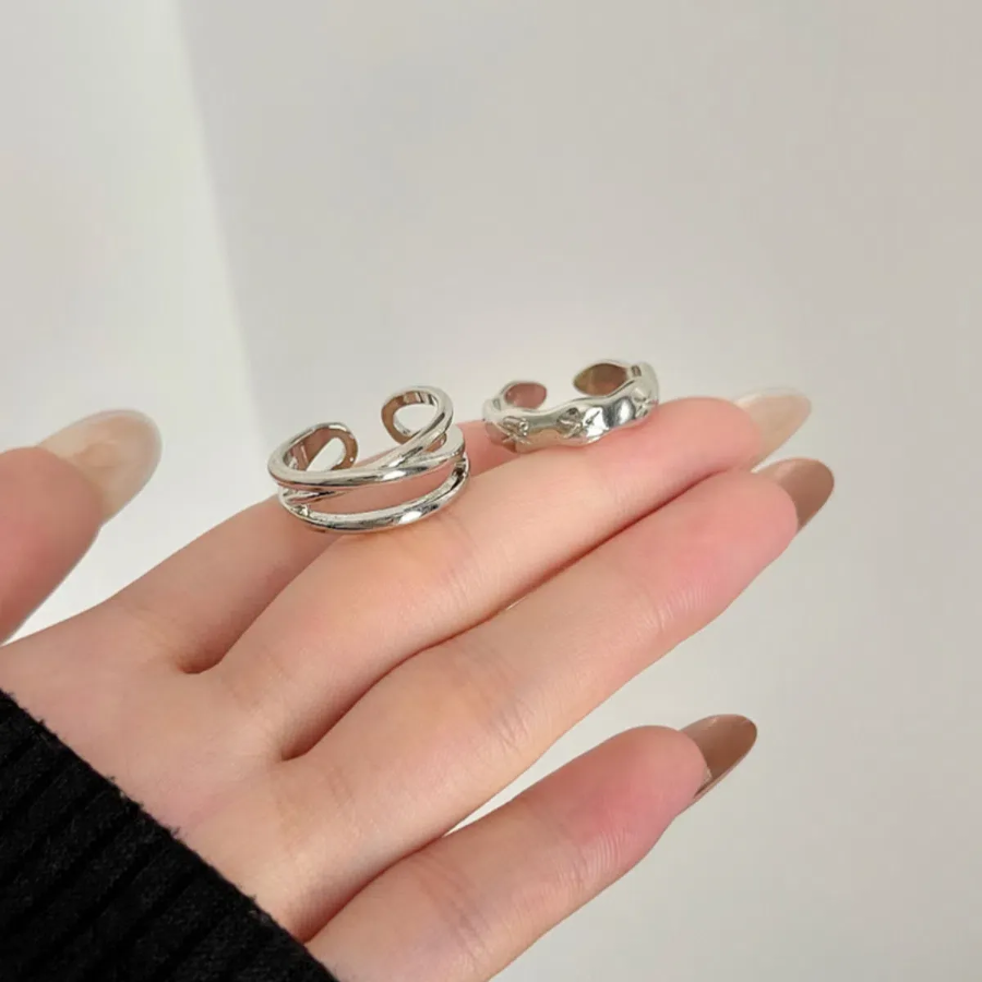 Серебряное кольцо-дво́йка на указательный палец