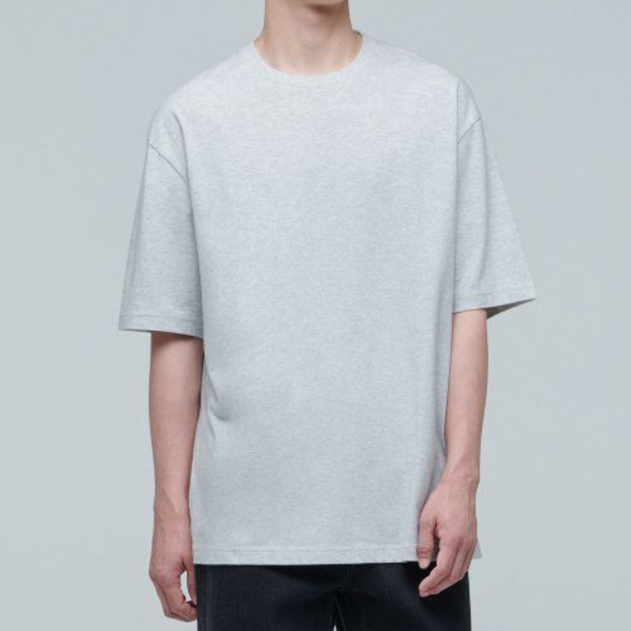 Relaxed Fit Crew Neck Short Sleeve T-shirt 2 [Light Gray]