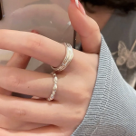 Серебряный комплект колец с толстым узлом и открытым дизайном