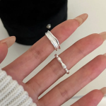 Серебряный комплект колец с толстым узлом и открытым дизайном