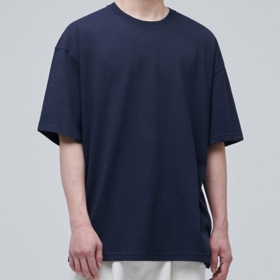Cooltandard Oversized Crew Neck Short Sleeve T-shirt [Navy]