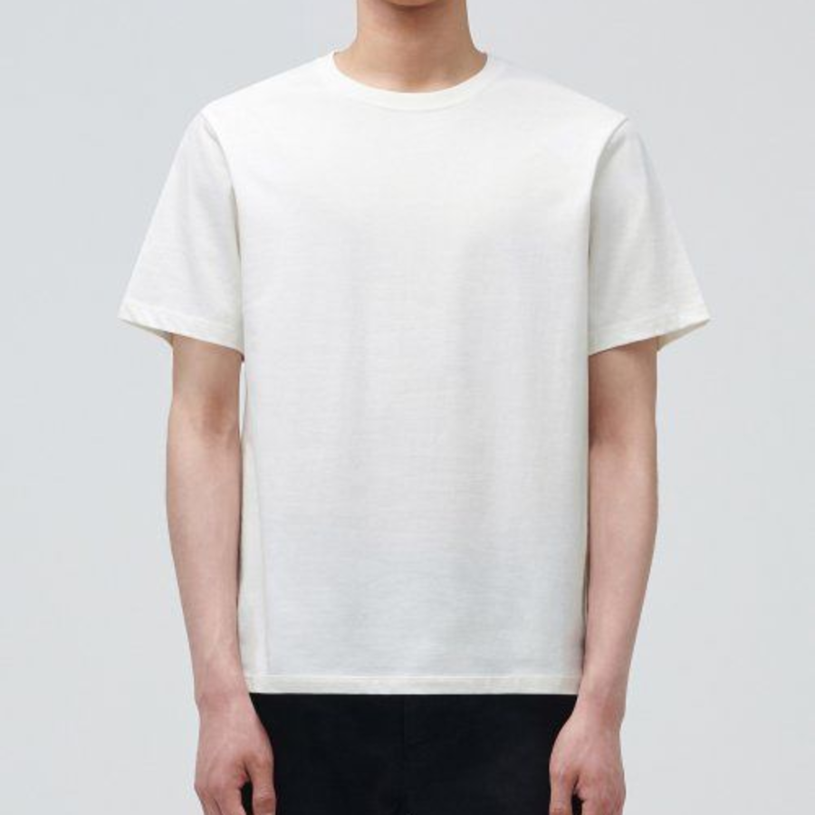Basic Crew Neck Short Sleeve T-shirt [Cream]