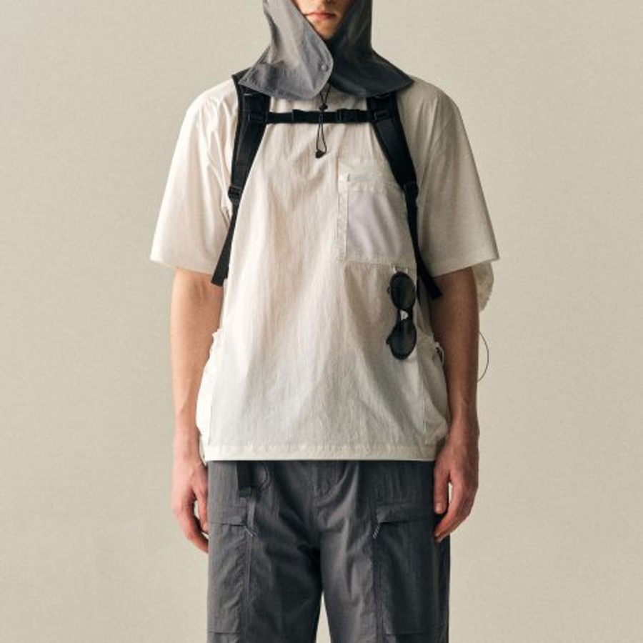 City Leisure Utility Mesh Pocket Woven T-shirt [White]