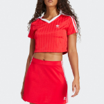 Adidas Adicolor Football Jacquard V-Neck Crop Polo Shirt