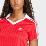 Adidas Adicolor Football Jacquard V-Neck Crop Polo Shirt