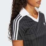Adidas Adicolor Football Jacquard V-Neck Crop Polo Shirt