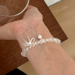 Серебряный браслет с подвеской-бантом и прозрачными кристаллами