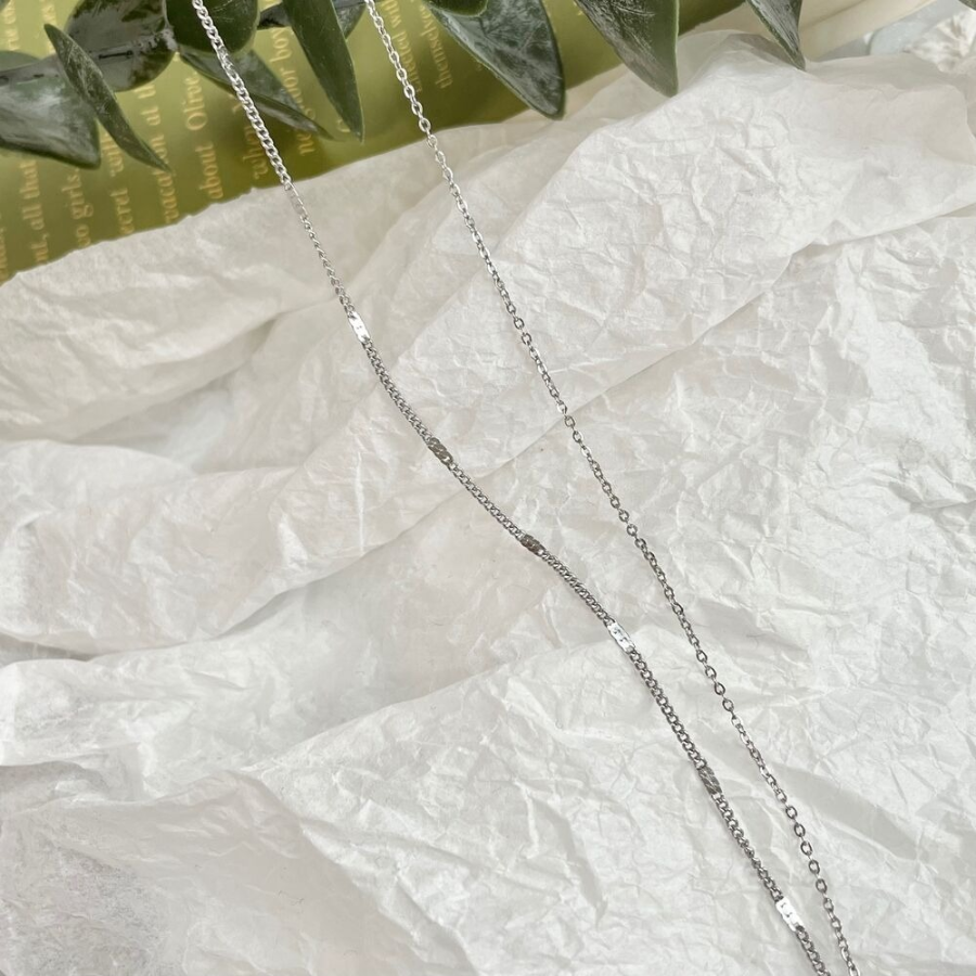 Браслет на ногу с двойной цепочкой из квадратных звеньев из хирургической стали