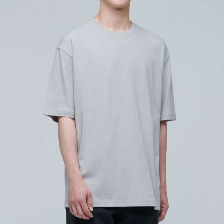 Relaxed Fit Crew Neck Short Sleeve T-shirt 2 [Light Gray]
