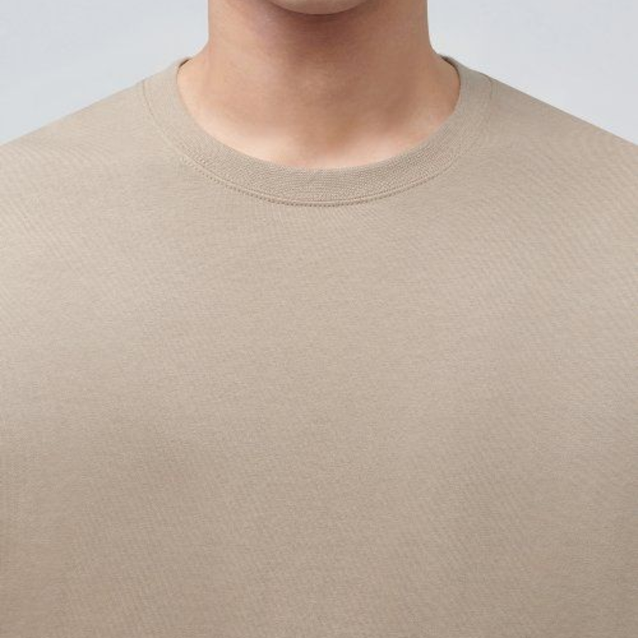 Basic Crew Neck Short Sleeve T-shirt [Beige]