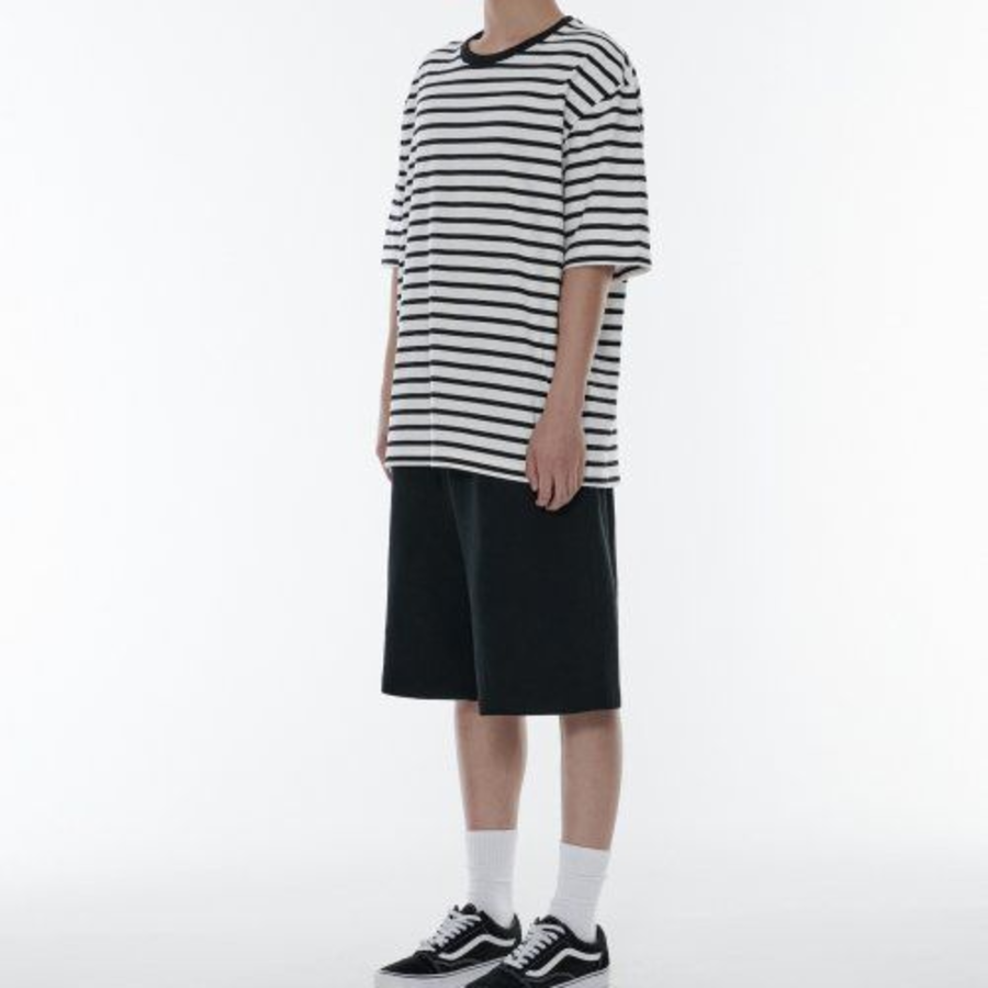Breton Stripe Relaxed Short Sleeve T-shirt [White/Black]