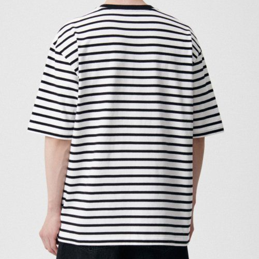 Breton Stripe Relaxed Short Sleeve T-shirt [White/Black]