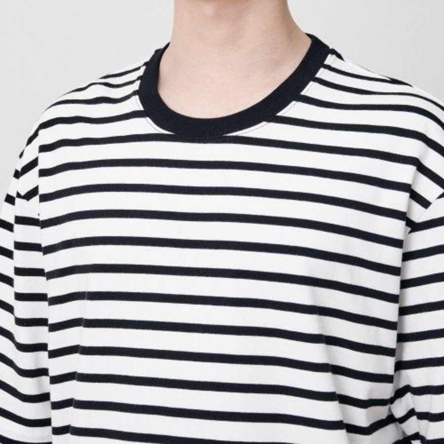 Breton Stripe Relaxed Short Sleeve T-shirt [White/Black]