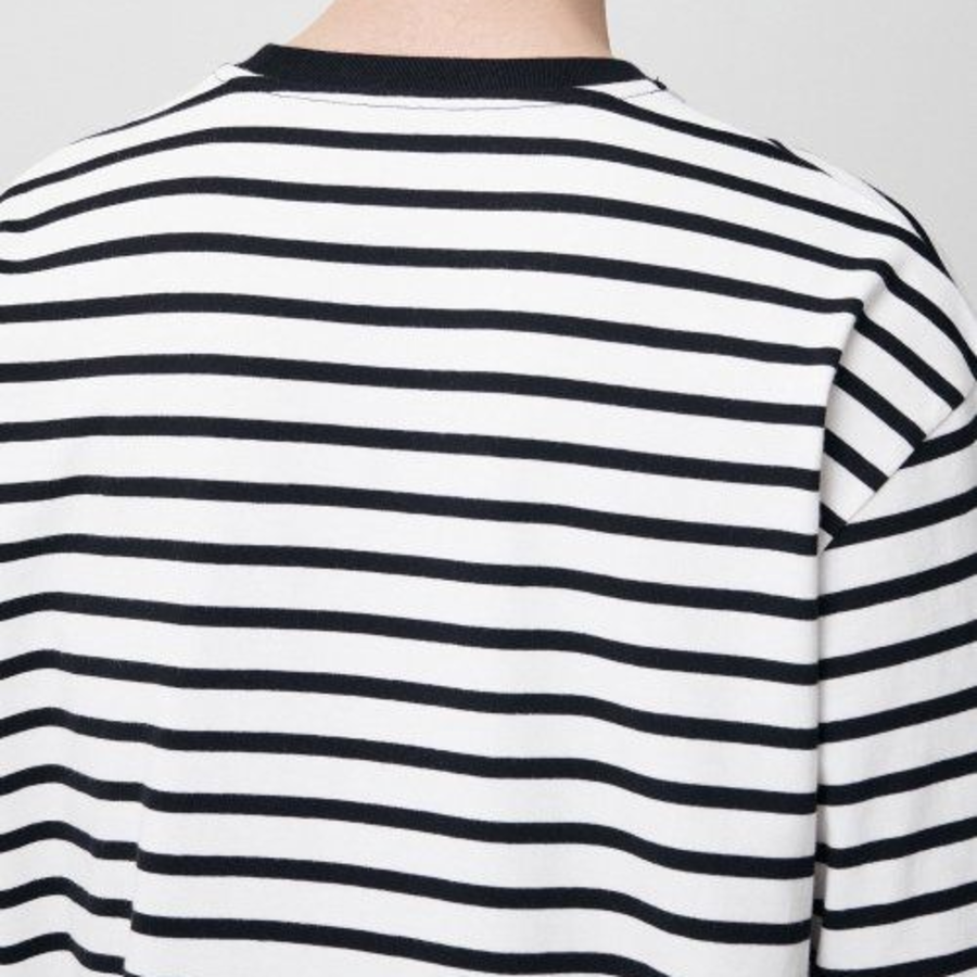 Breton Stripe Relaxed Short Sleeve T-shirt [White/Black]