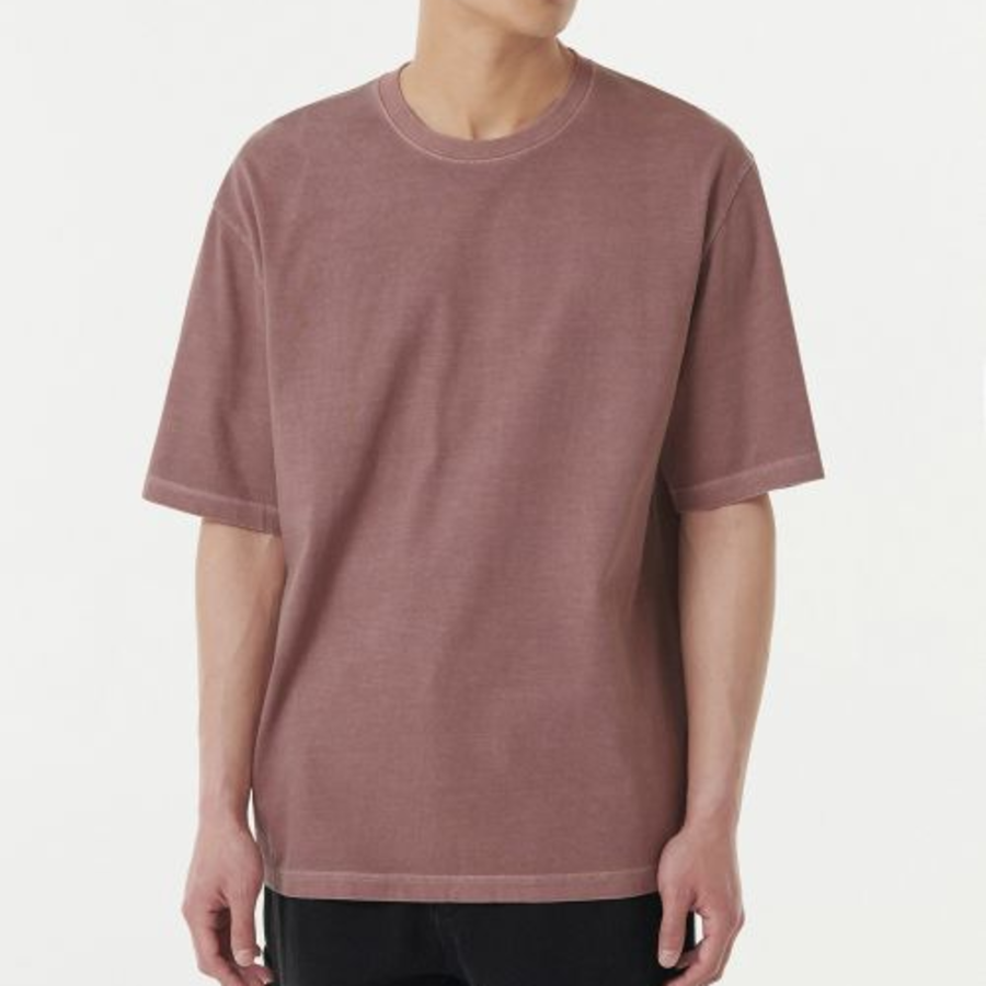 Pigment Relaxed Crew Neck T-shirt [Smoke Pink]