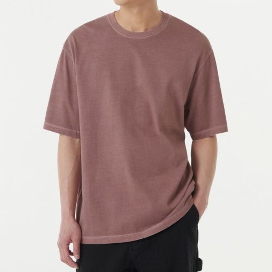 Pigment Relaxed Crew Neck T-shirt [Smoke Pink]