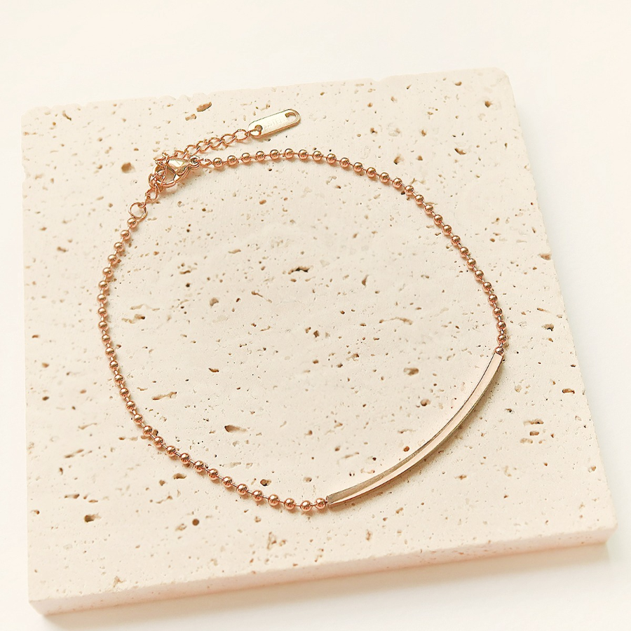 Браслет на ногу с гладкой подвеской и шариковой цепочкой из хирургической стали