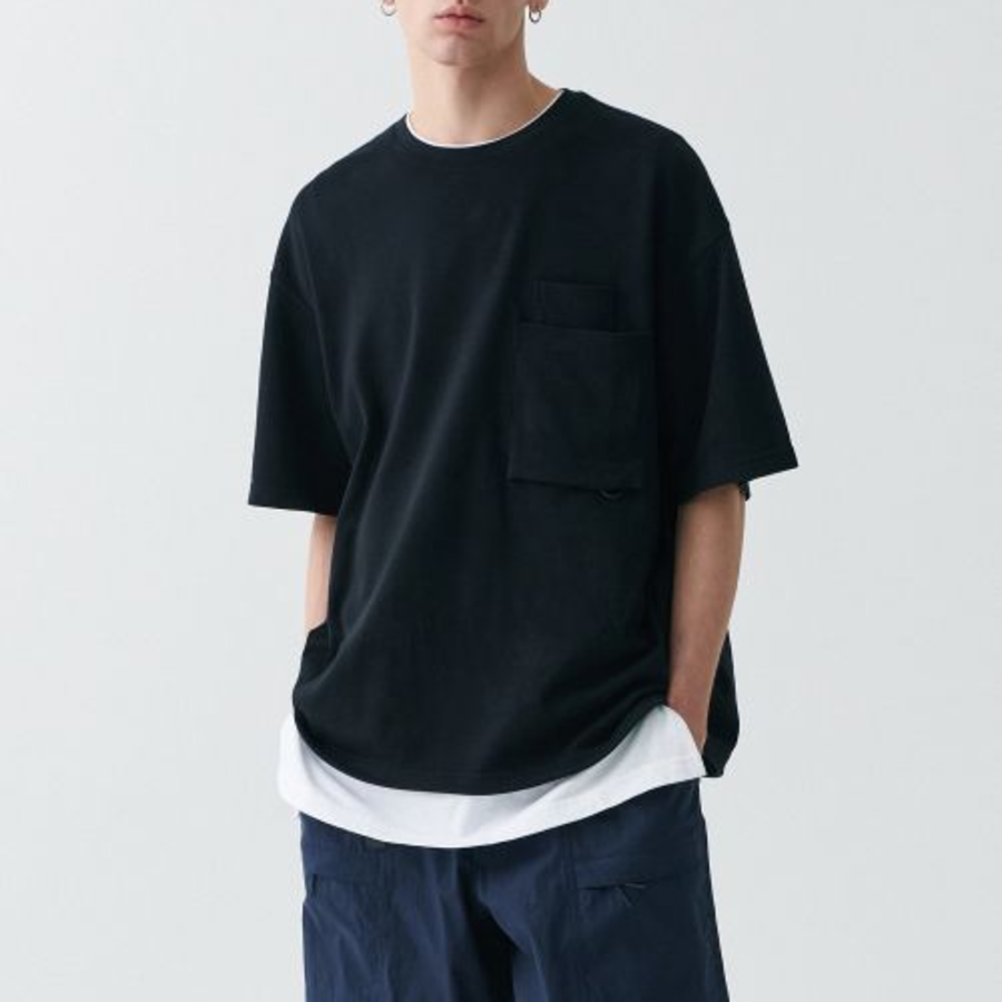 City Leisure Oversized Glasses Pocket T-shirt [Black]