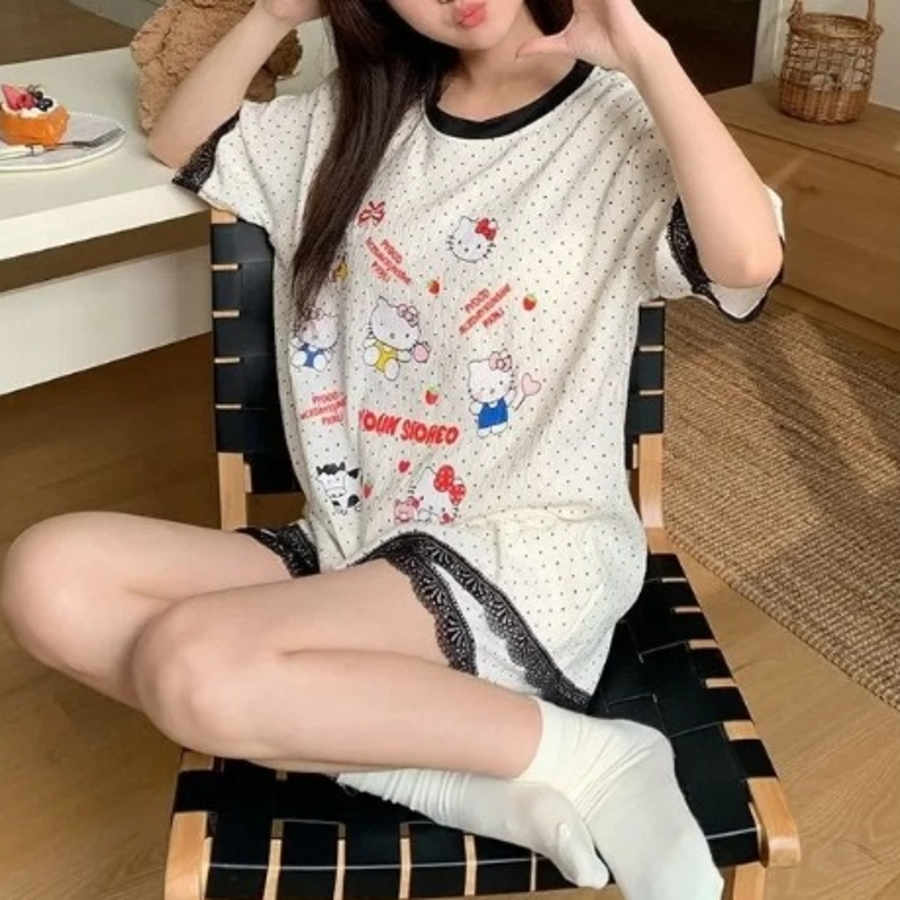 Hello Kitty Dot Ringer Pajama Set