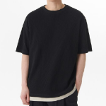 Waffle Relaxed Crew Neck T-shirt [Black]