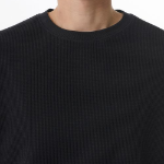 Waffle Relaxed Crew Neck T-shirt [Black]