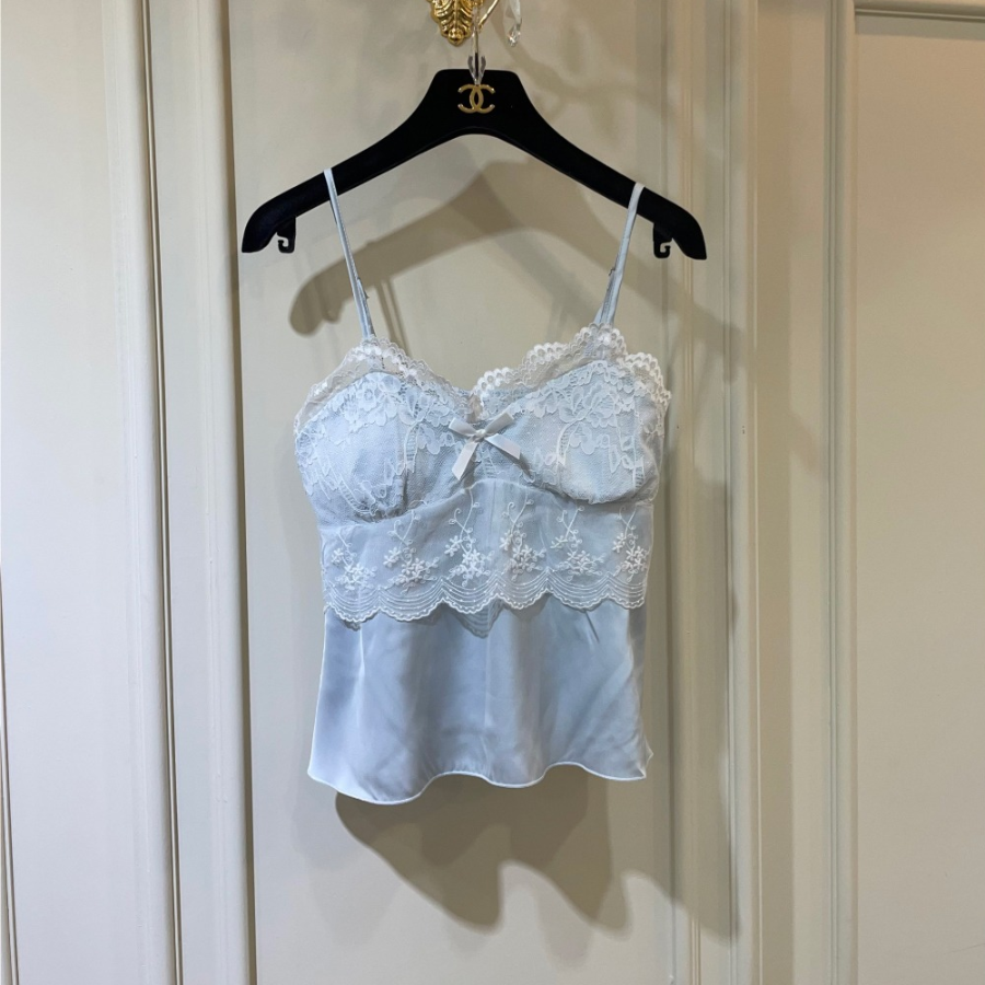 Sky Blue Silk Lace Cami Set